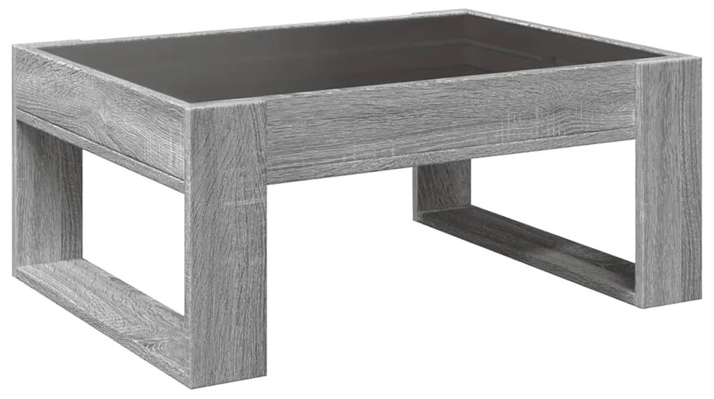 szürke sonoma végtelen hatású LED-es dohányzóasztal 70x53x30 cm