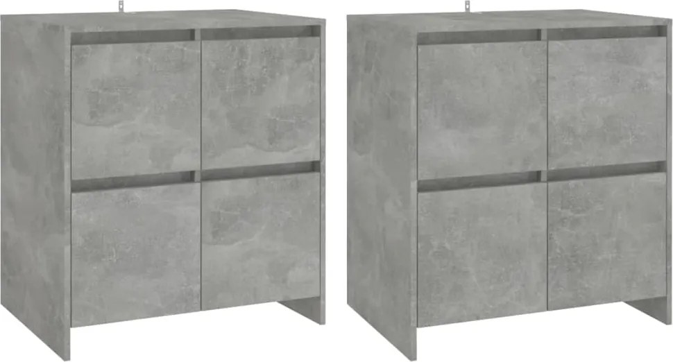 vidaXL 2 db betonszürke forgácslap tálalószekrény 70 x 41 x 75 cm