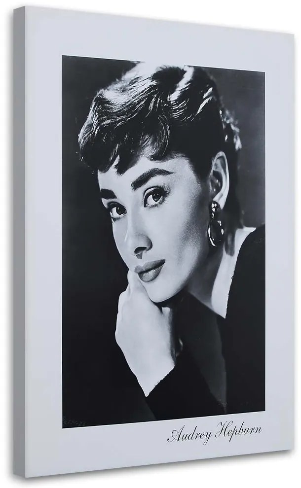 Gario Vászonkép Audrey Hepburn - fekete-fehér portré Méret: 60 x 90 cm