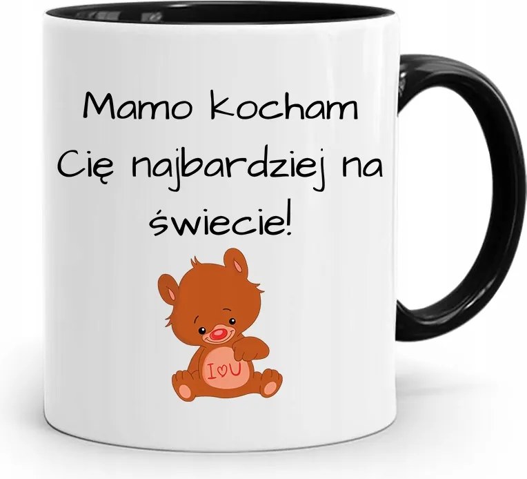 Bögre Fekete Ajándék Anyukáknak Anya Szeretlek nyomott mintával