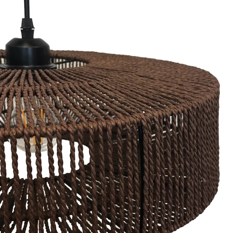 Függőlámpa jutából és fémből 60W fekete