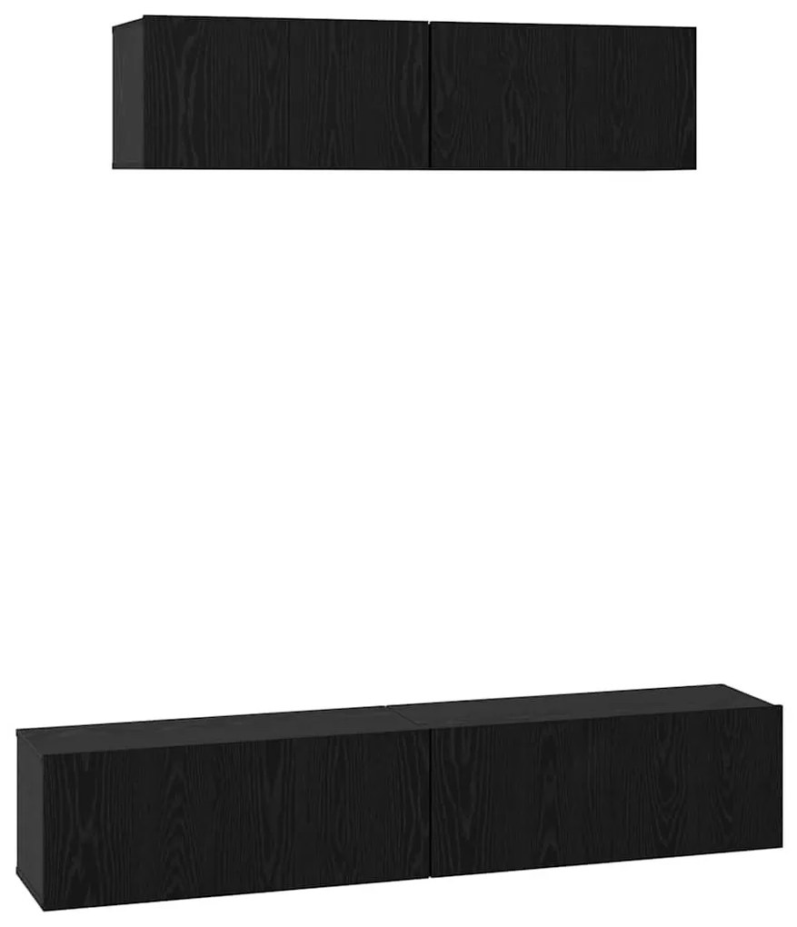Fali TV Szekrény 4 pcs Fekete tölgy Kicsi 80 x 30 x 30.5 cm