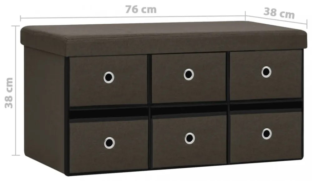 sötétbarna összecsukható művászon tárolópad 76 x 38 x 38 cm