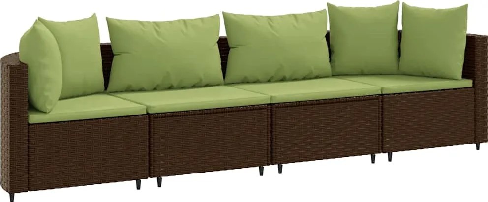 vidaXL 4 részes barna polyrattan kerti ülőgarnitúra párnákkal