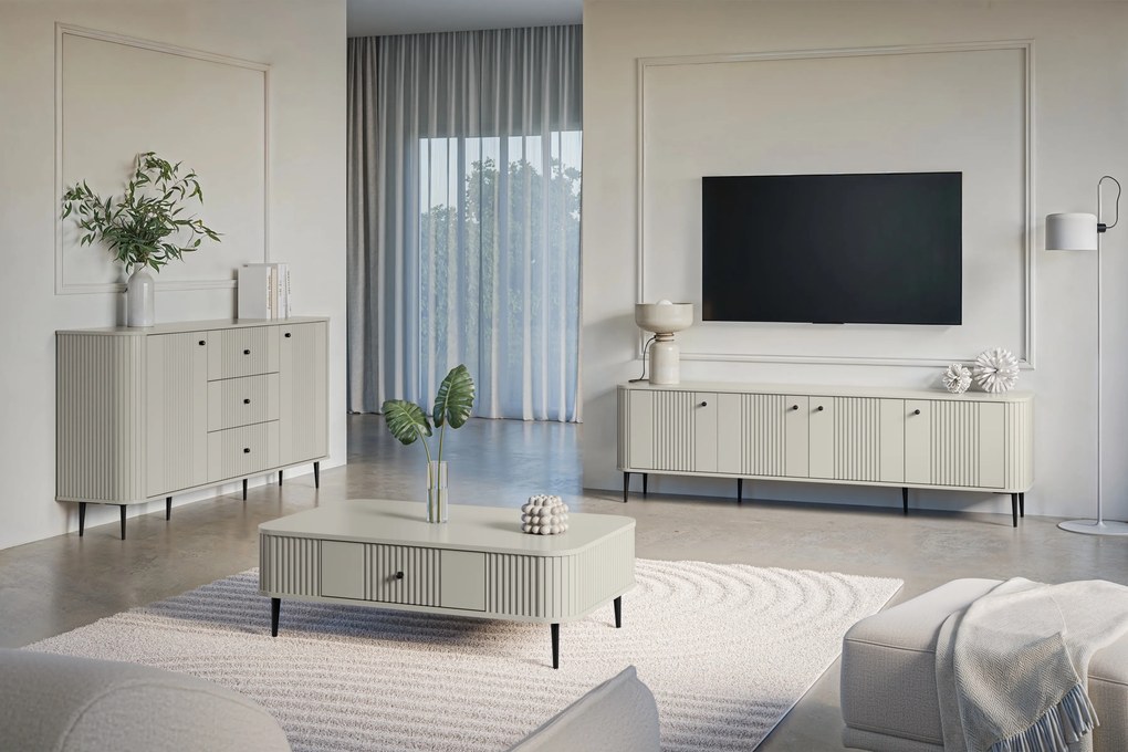 Vesper 4D TV szekrény 187 cm - kasmír / fekete lábak
