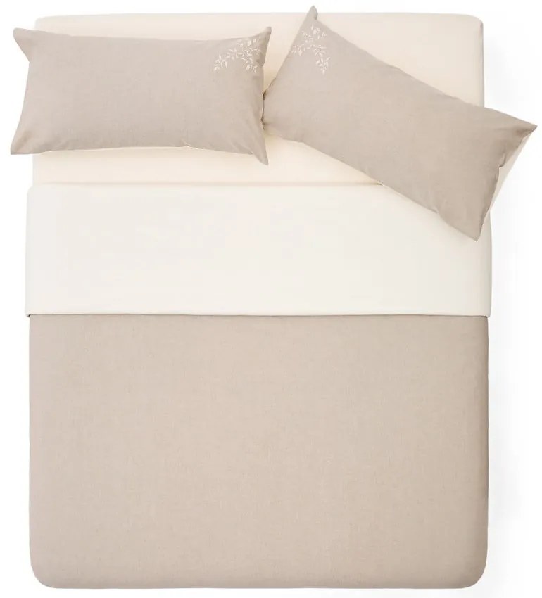 Bézs kétszemélyes hosszabbított pamut-perkál ágyneműhuzat 240x220 cm Sotela – Kave Home