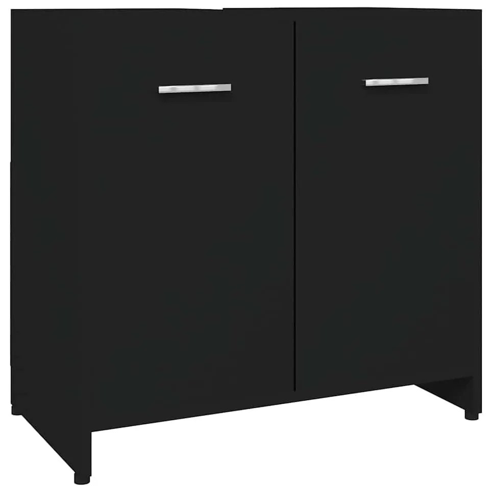 Fekete szerelt fa fürdőszobaszekrény 60 x 33 x 61 cm