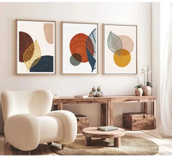 KÉSZLET 3x Kép képkeretben 50x70 cm színes