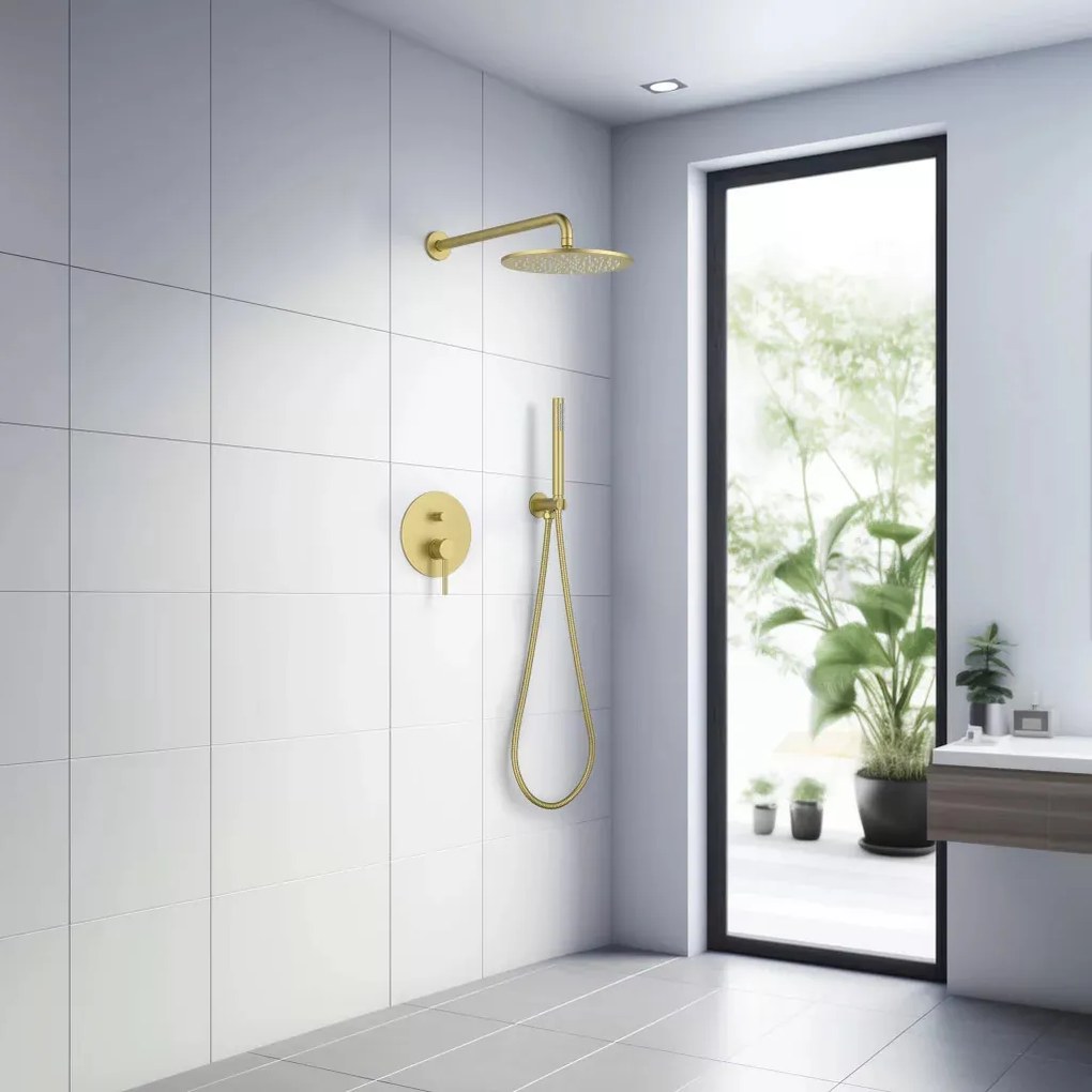 AREZZO design ASTRO falsík alatti zuhanycsaptelep szett, szálcsiszolt arany