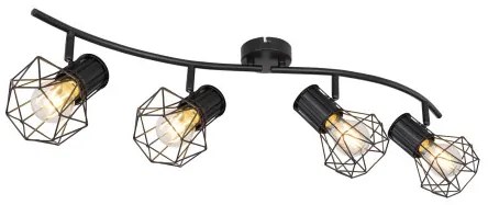 Globo 54017-4 Spotlámpa fém fekete rácsos búrával. HxSZxM:800x225x190, exkl. 4xE27 40W 230V