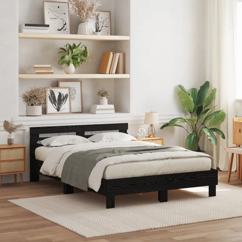 Fekete Ágykeret Fekete tölgy Fa 140 x 190 cm Tartós