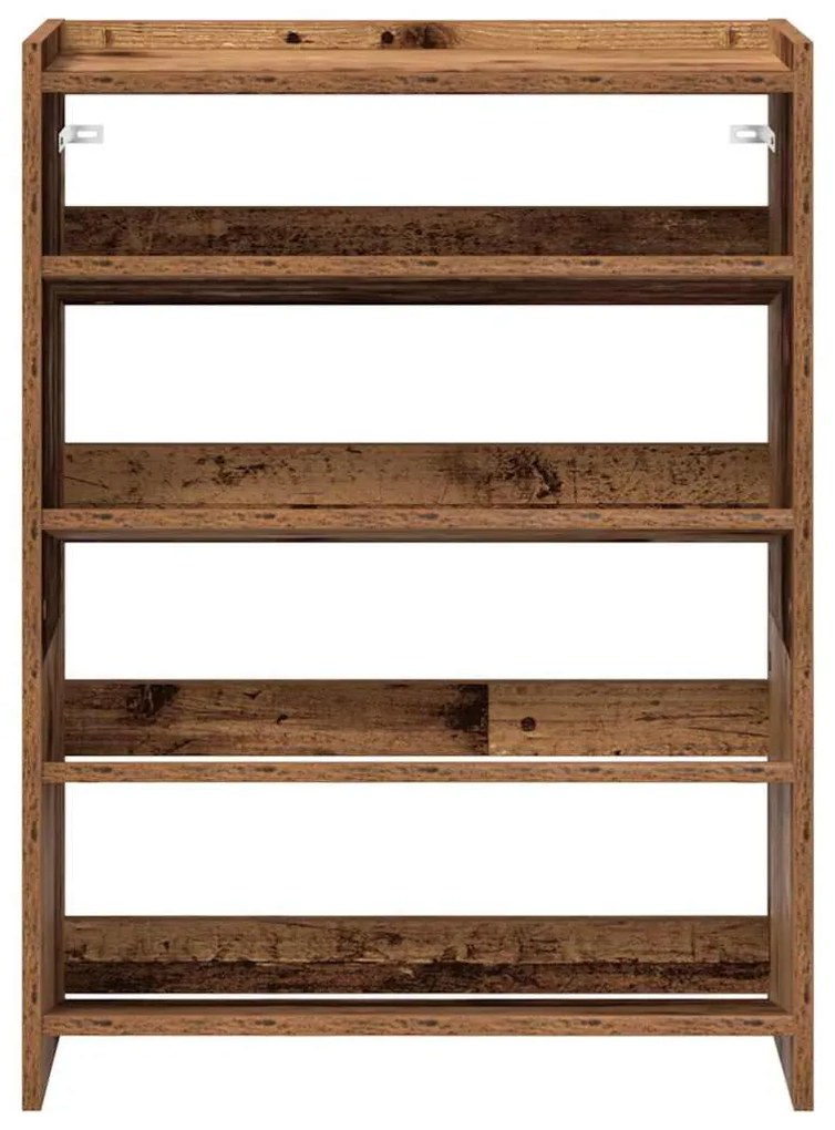 antik fa szerelt fa cipőtartó 60x25x81 cm