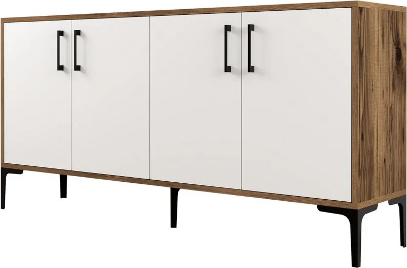 Kiev komód, dió-fehér, 160 cm