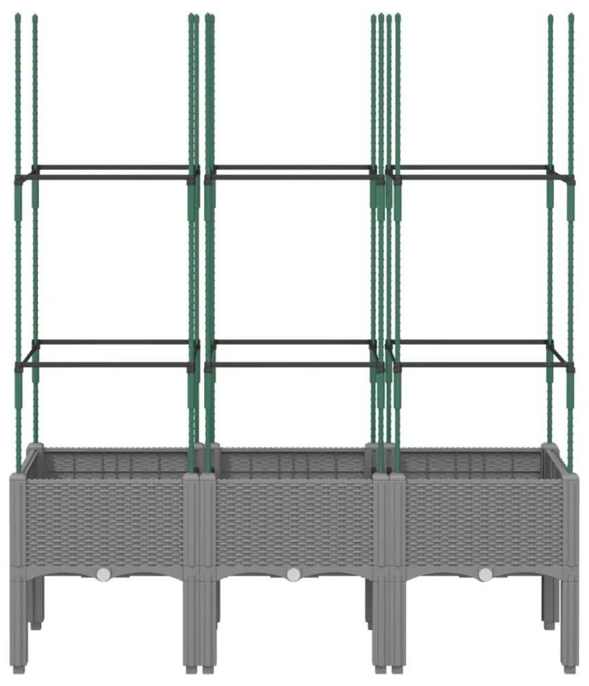 világosszürke PP rácsos kerti ültetőláda 120 x 40 x 142,5 cm