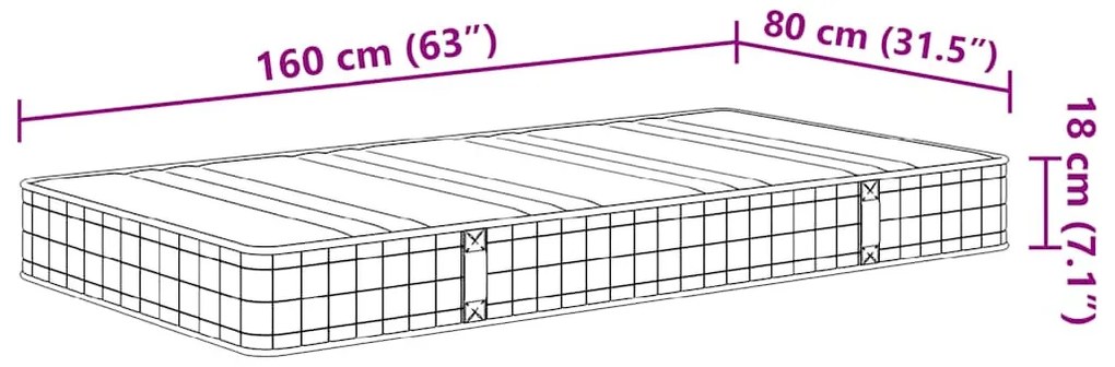 közepes keménységű táskarugós gyerekmatrac 80 x 160 cm