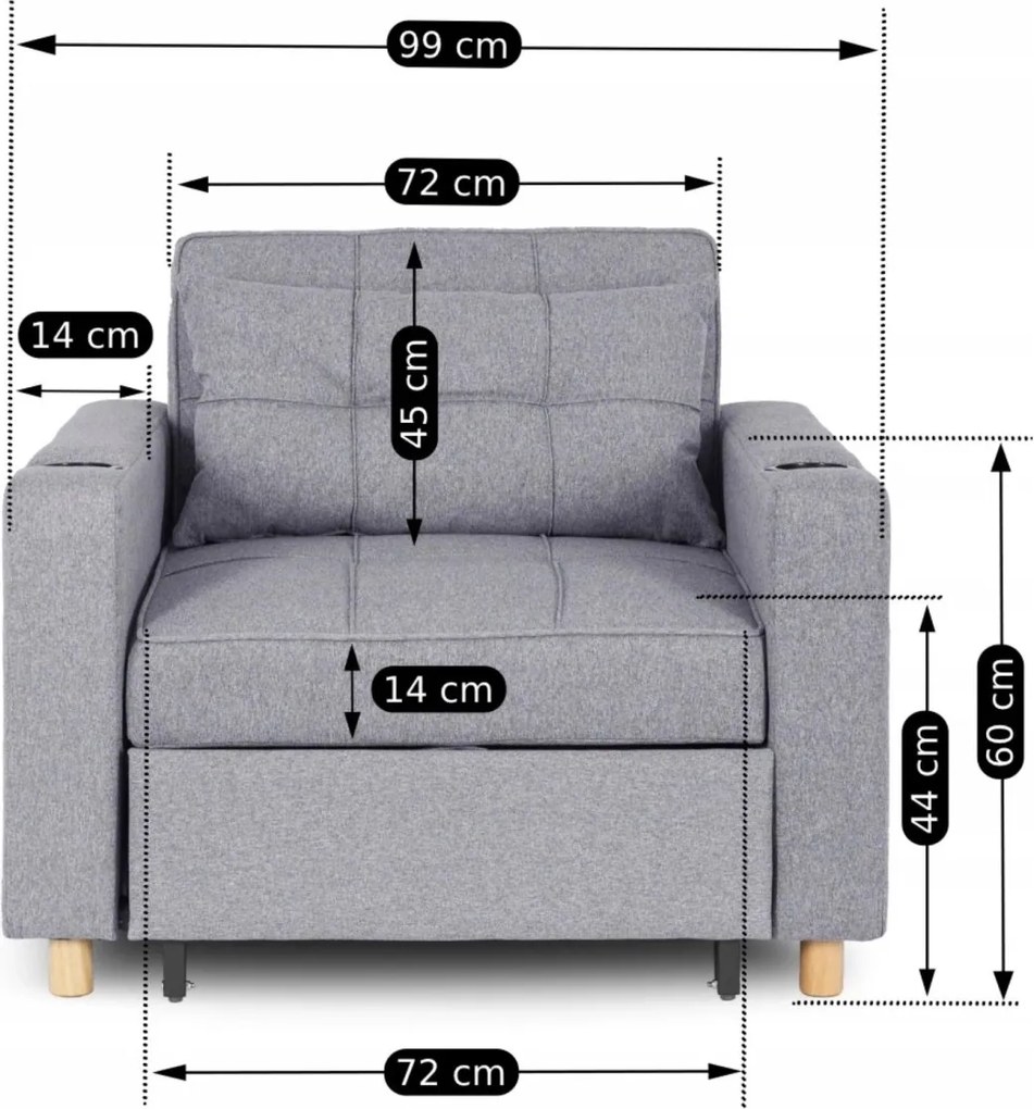 Dönthető fotel szürke, SOLOR