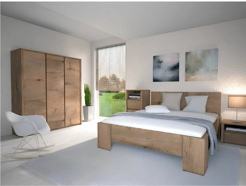 Ágy, sötét tölgy lefkas, 160x200, MONTANA L1