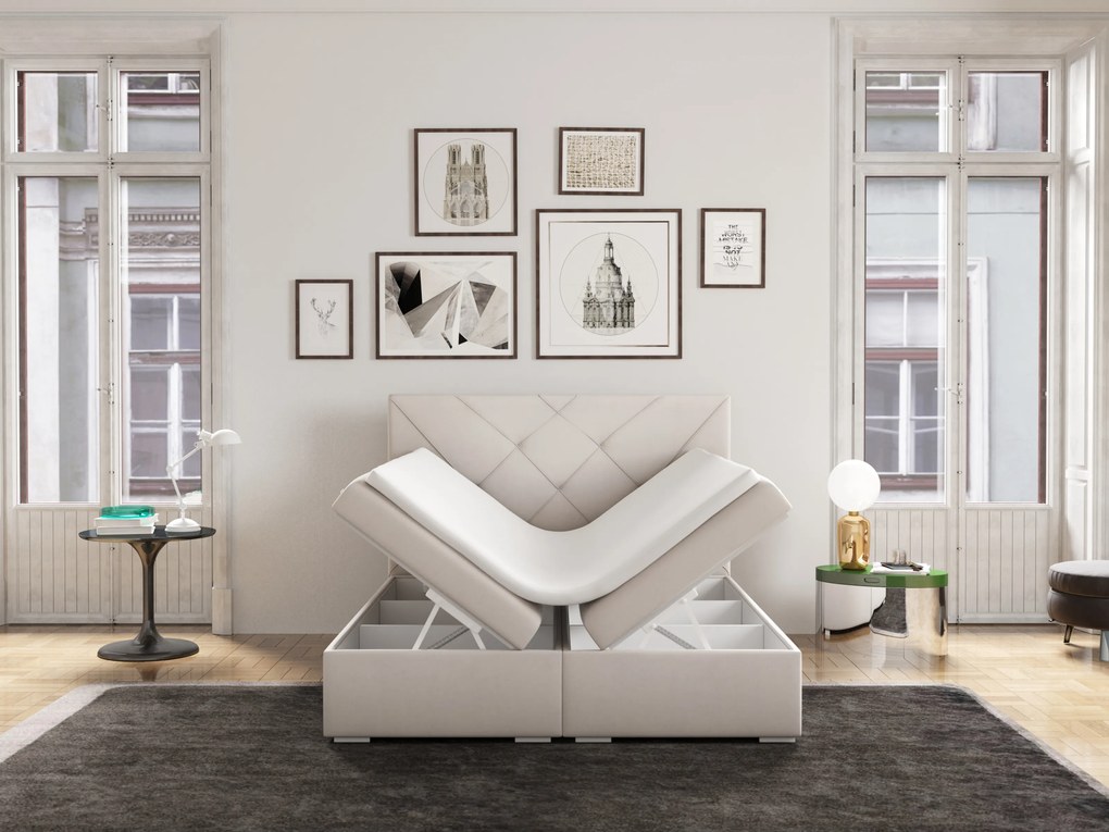 Franciaágy Boxspring 140 cm Darro (fehér) (tárolóhellyel). Akció -17%. 1044210