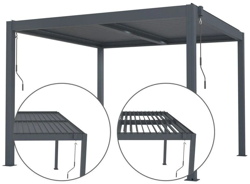 Bioklimatikus pergola G21 Austin 3x3 m, antracit alumínium - sérült csomagolás