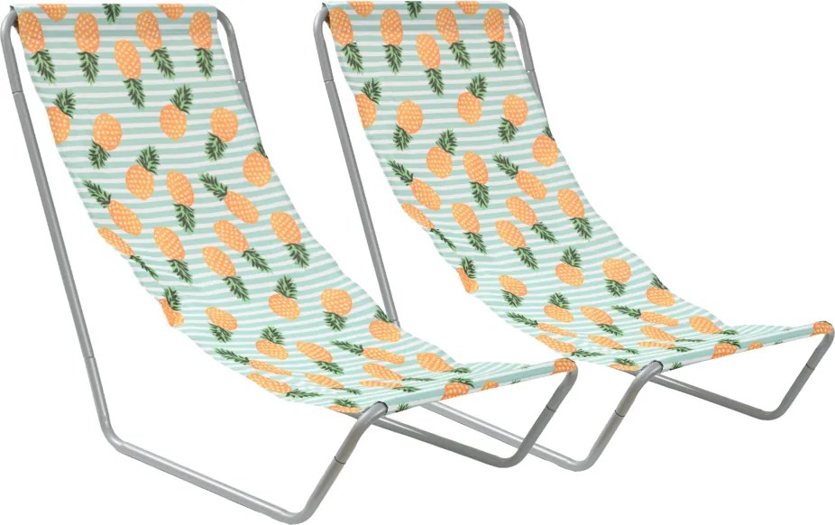 2 db összecsukható strandnyugágy szett SAND PINEAPPLE, színes
