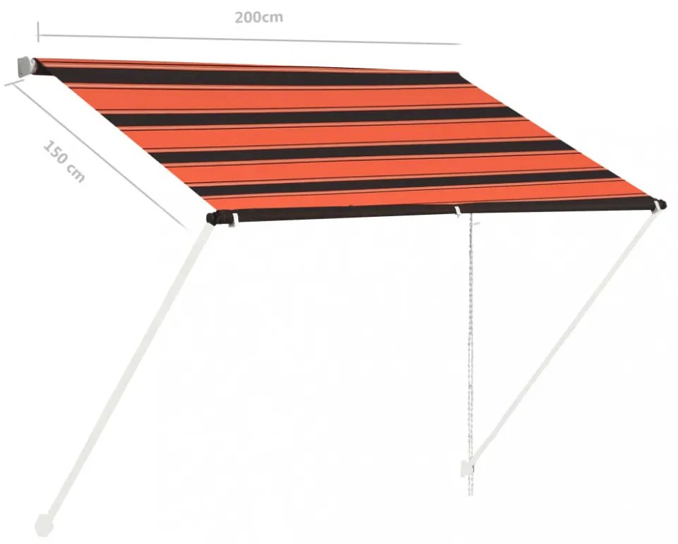 narancssárga és barna feltekerhető napellenző 200 x 150 cm