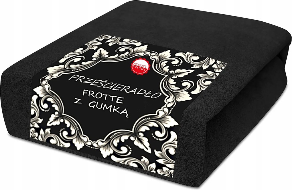 Gumis frottír lepedő 160x200 puha, meleg fekete szín