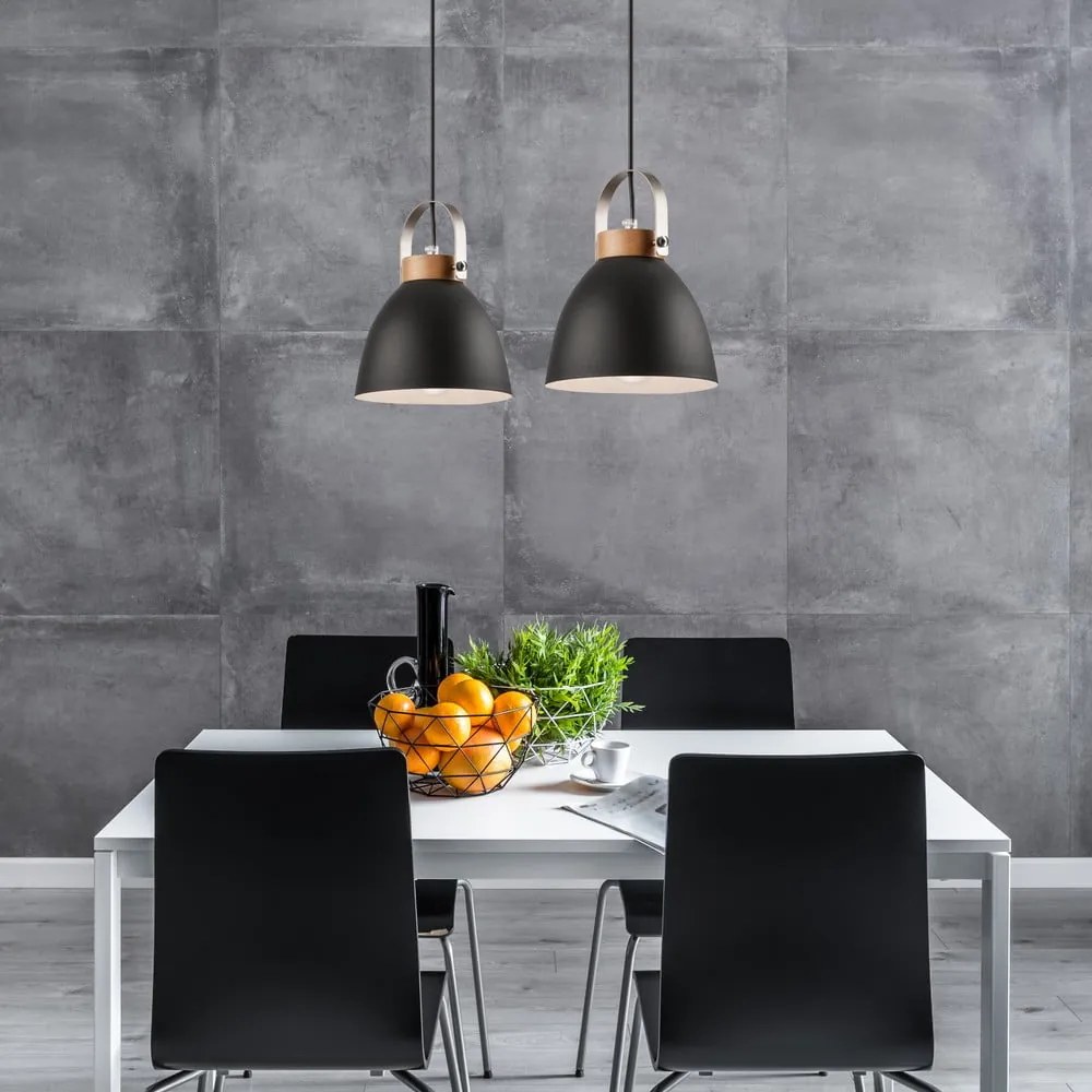 Fekete függőlámpa fém búrával Danielle – LAMKUR