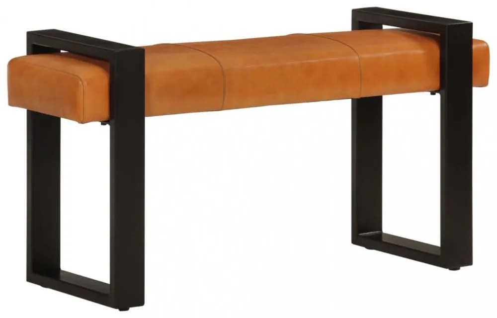 fekete-barna valódi kecskebőr pad 110 cm