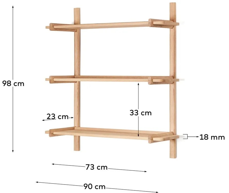 Natúr színű tölgyfa moduláris polcrendszer 90x98 cm Sitra – Kave Home