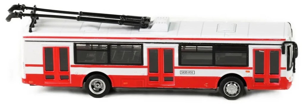 Rappa trolibusz fém, piros, 16 cm