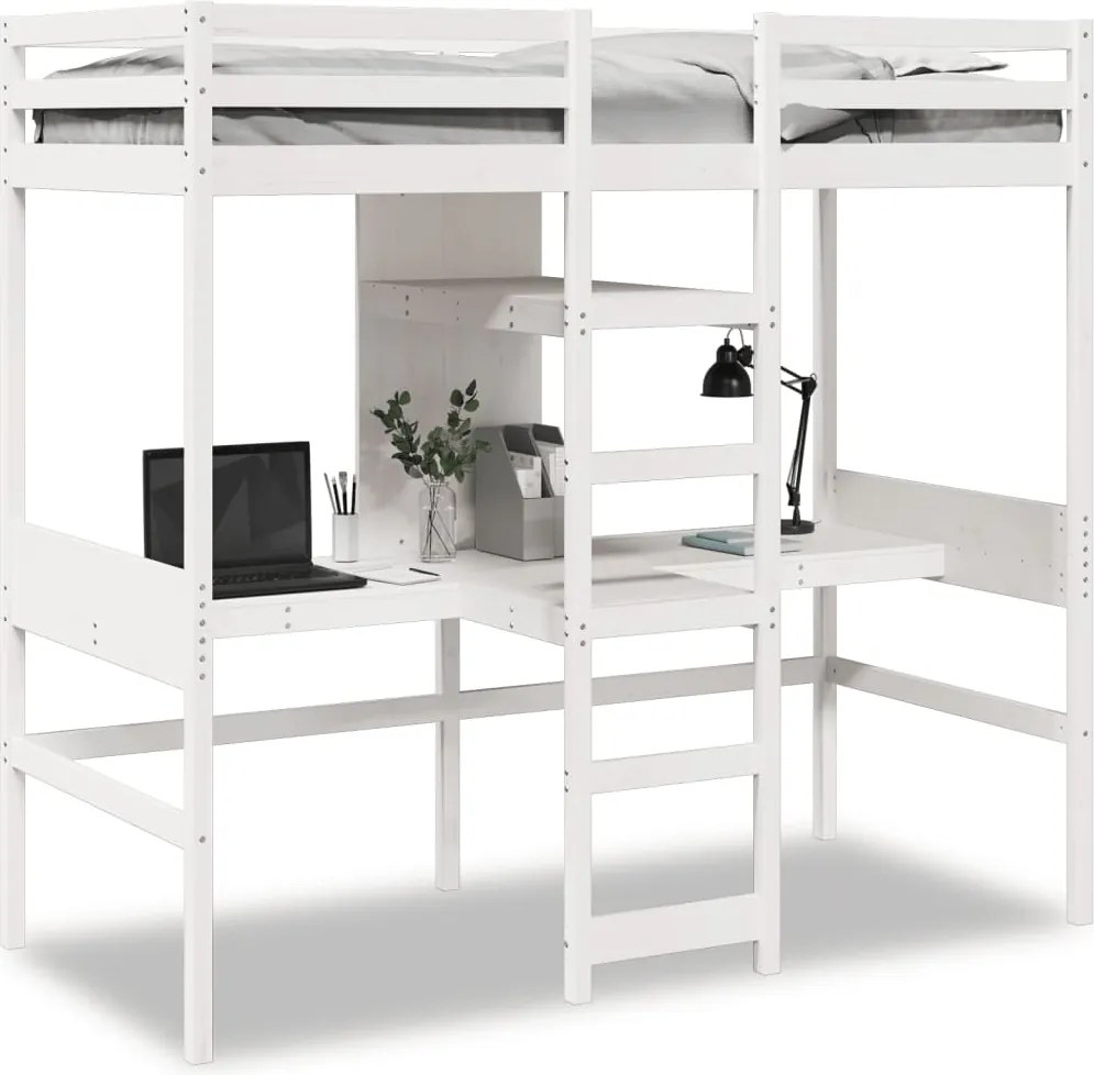 vidaXL fehér tömör fenyő galériaágy-keret matrac nélkül 75 x 190 cm