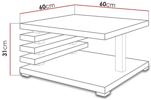 Dohányzóasztal Koramo (artisan tölgy + artisan tölgy + fekete). 1054274