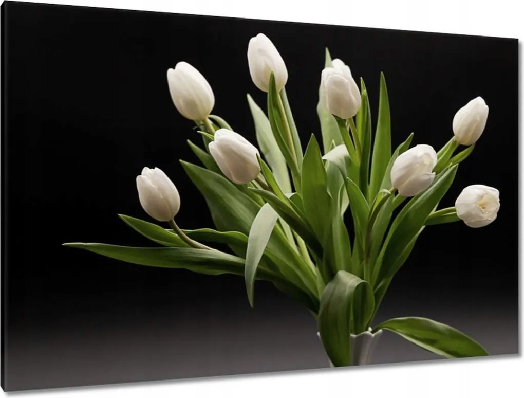 Vászonkép 120x80 Fehér tulipánok vázában