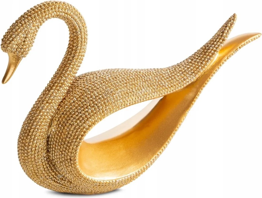 Poliészter műgyanta figura Hattyú 19 x 6 x 14 cm arany