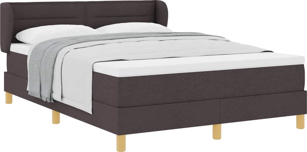 vidaXL Boxrugós ágy matracmal Sötét Barna 140 x 190 cm szövet