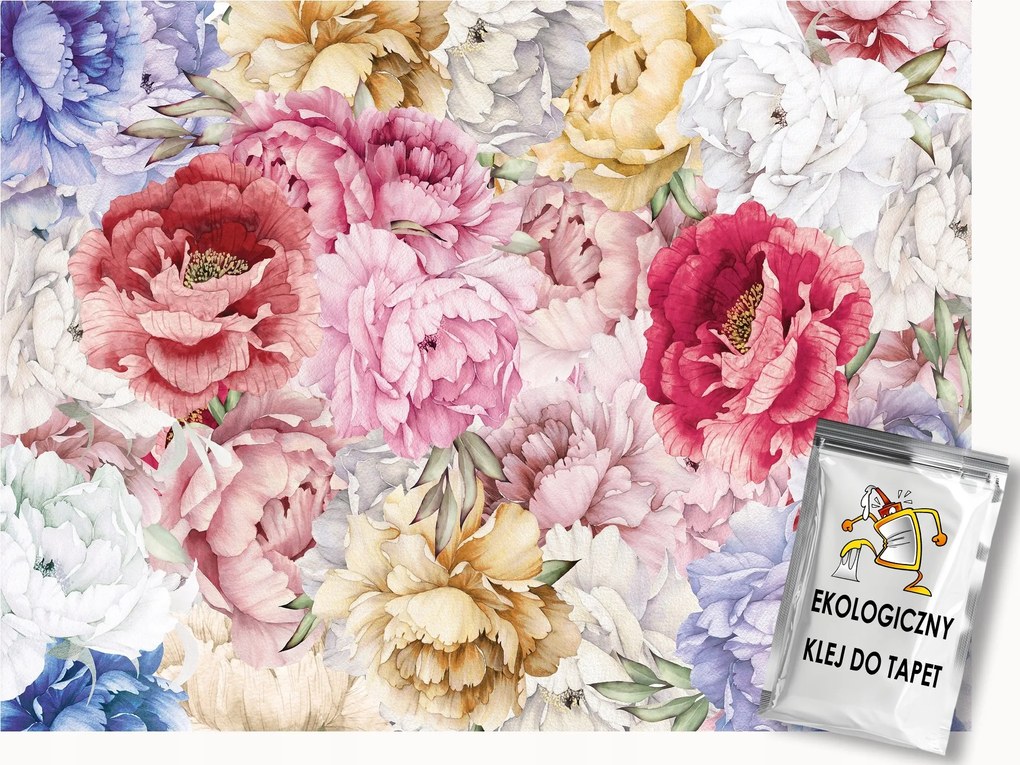 Fotótapéta Flizelina Természet Virágok Színes Bazsarózsa Peonie 250x175 ragasztó