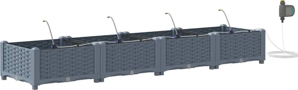 vidaXL Kerti cserép 4 pcs Világosszürke Acél