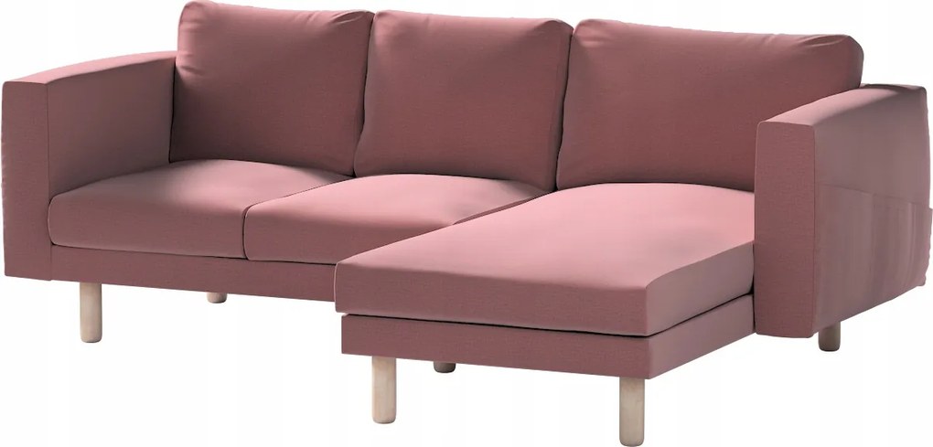 Dekoria Norsborg 3 személyes kanapé huzat Ikea sezlonnal rózsaszín