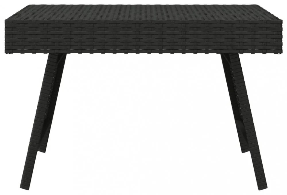 fekete összecsukható polyrattan kisasztal 60 x 40 x 38 cm