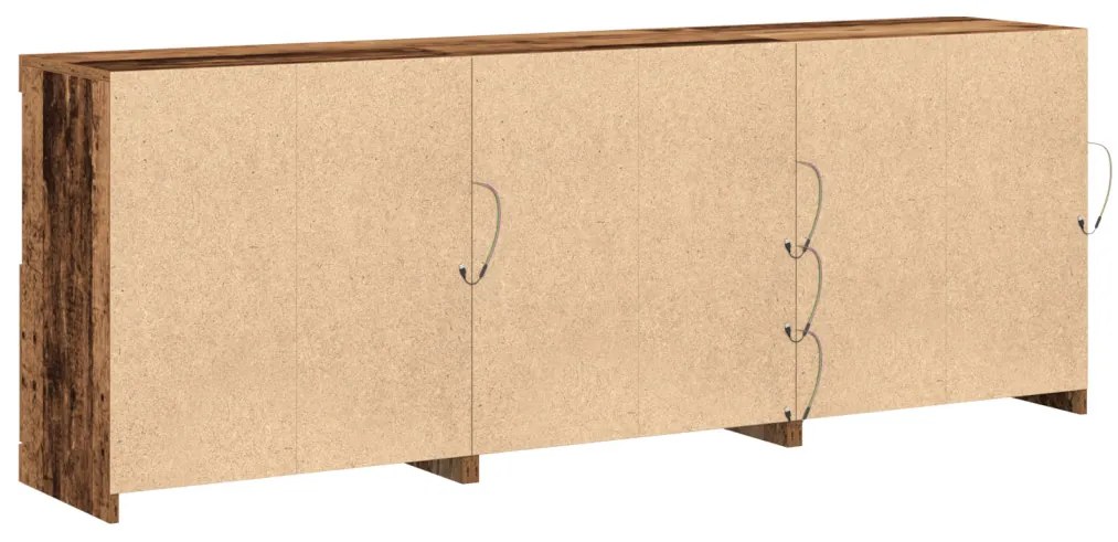 LED világítással ellátott büfé régi fa 181,5x37x67 cm újrahasznosított fa