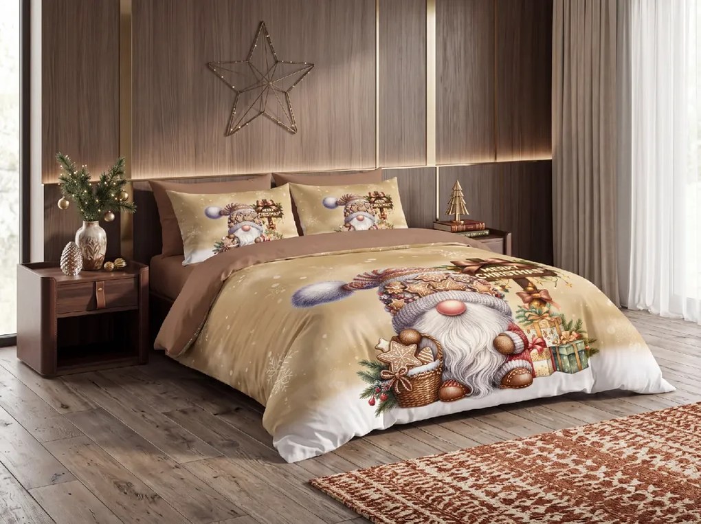 3D mikroszálas ágyneműhuzat GINGER GNOME barna Ágyneműhuzat mérete: 70 x 90 cm | 140 x 200 cm