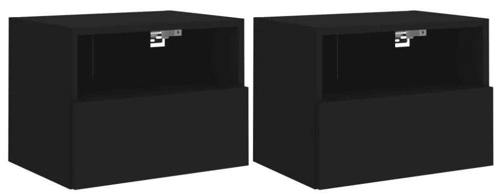 2 db fekete szerelt fa fali TV-szekrény 40 x 30 x 30 cm