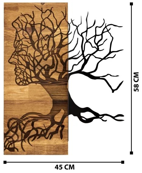 Fali dekoráció 45x58 cm Életfa fa/fém kivitelben