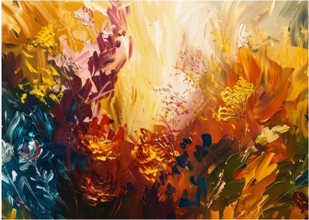 Kép - Absztrakt festmény a virágokról (70x50 cm)