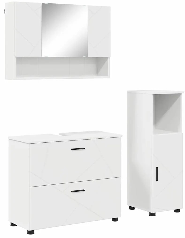 Fürdőszoba bútor szett 3 pcs Fehér 76.5 x 35 x 64 cm Faanyag