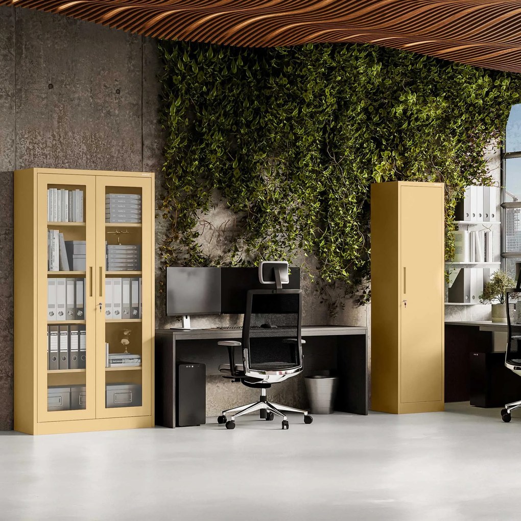 Üveges vitrin AMELIA, 900 x 1850 x 400 mm, Fresh Style: bézs