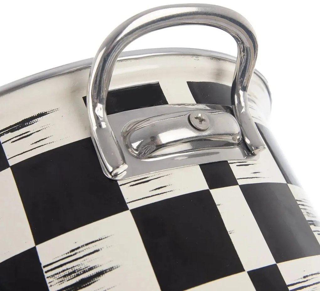 Orion Smaltovaný hrnec Šachovnice Lem , 3 l, pr.20 cm, 20 cm átmérőjű