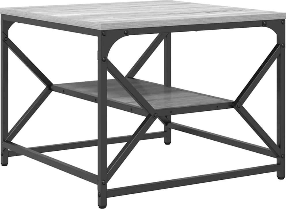 vidaXL Dohányzóasztal Szürke Sonoma 51 x 50 x 40 cm Műszaki fa és acél