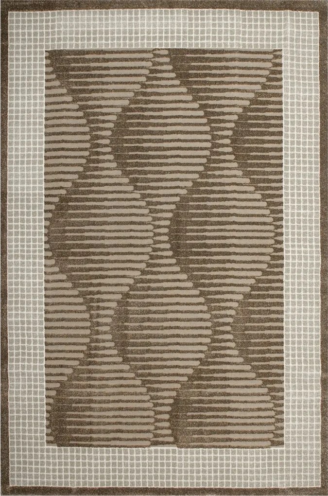 Nappali Szőnyeg Barna Bézs Hullámos Árnyékolt Gyapjú Teno 140x190 cm