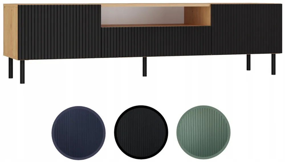 MIX RTV KAMA160 TV állvány (egyenes mintázat), tölgy-fekete